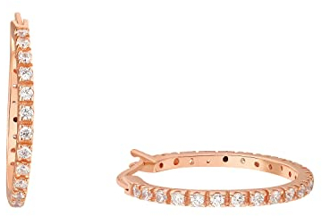 Amor Creolen 925 Sterling Silber Damen Ohrschmuck, mit Zirkonia synth., 2,5 cm, Roséfarben, Kommt in Schmuck Geschenk Box, 2016711