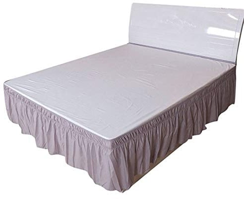 Enfärgad elastisk sängkjol hem hotell sovrum säng sidodekorationer skyddande sängkläder avtagbar sängband kjol hemtextil sängkjol (färg: grå, storlek: 180x200x40 cm)