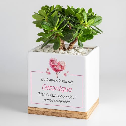 Maverton Pot de Fleur Personnalisable, jardinière en céramique | Avec Soucoupe, pour Femme, Accessoire pour Maman, Pot Plantes pour Elle, Anniversaire, Bonsai et succulentes, Femme