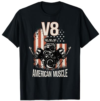V8 American Muscle Car USA Flag V8 T-Shirt