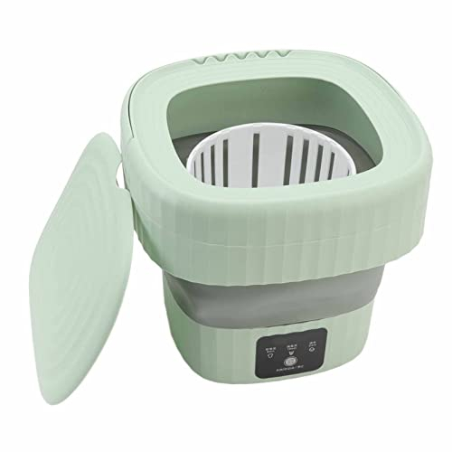 Mini Chaussettes Pliantes sous-Vêtements Laveuse, Machine à Laver Portable pour Appartement Camping RV Voyage 6L 100-240V Rondelles Portables Laveuses et Sécheuses (Vert)