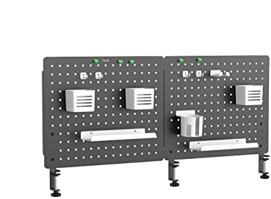 Tigerlily Enterprises Metal Pegboard Wall Organizer – Customisable Clamp Mount Tool Storage Kit with Hooks & Holders for HOME & WORK Areas (104x57cm)