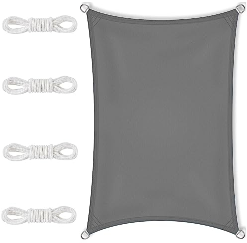Sonnensegel Sonnenschutz 5.5 x 8 m Sonnenschutz Polyester Windschutz Sonnensegel Wasserdicht Sonnensegel mit Ösen für Garten Outdoor, Dunkelgrau