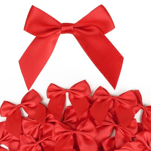 GEBETTER 48pz cm Fiocchi di Natale Rosso, Fiocco Decorativo per Albero di Natale Ghirlanda Fiocchi Decorazione Ornamenti Confezioni Regalo (48pz-5cm-Rosso)