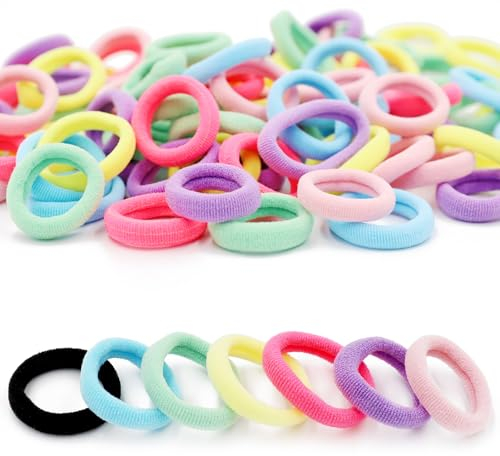 120 Pezzi Elastici per Capelli Bambina, FenFang Elastici Bimba Morbidi, Elastici Capelli Neonata Colorati, Elastici Piccoli per Coda di Cavallo, Codini Cravatte Fascette Lacci per Capelli Ragazze