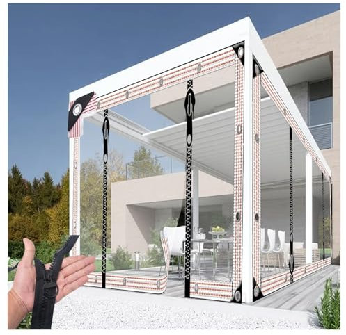 Faltbar Planen FüR DraußEn Mit Reißverschluss,Transparente Reißverschlussplane mit breitem Rand,Robuste, transparente Plane,Geeignet für Gartenpavillons, Balkonmöbel ( Size : H2.9xW9m/H9.5xW29.5ft )