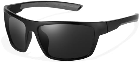 TJUTR Polarisierte Sport Sonnenbrille für Herrn Damen Jugend Laufen Radfahren Brille Sportbrille Wrap Around für Blocking UV Schutz