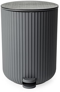 Blue Canyon Newly Launched Berkeley Pedal Bin with Bamboo Lid, 5 L Capacity, Anti – Fingerprint, Durable Material, Dustbin for Bedroom & Office, Cylindrical Shape, Kitchen Bin, Compact Size, Grey