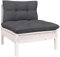 Gecheer Garten-Mittelsofa Sofa Lounge Gartensofa Einzelsofa Gartenmöbel Loungesofa Innenhof Terrasse mit Kissen Weiß Massivholz Kiefer