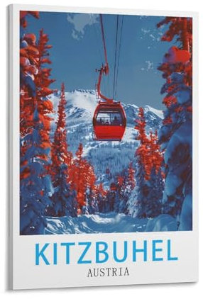 LNUYITR Österreich Kitzbuhel Vintage-Reiseposter, 60 x 90 cm, Leinwandkunst-Poster und Wandkunst, Bilddrucke, modernes Heim-Schlafzimmer, Dekor-Poster