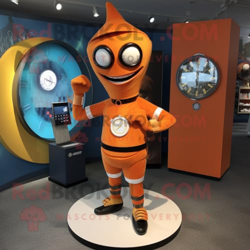 REDBROKOLY Costume de mascotte orange en forme de sablier habillé d'un rashguard et de boutons de manchette