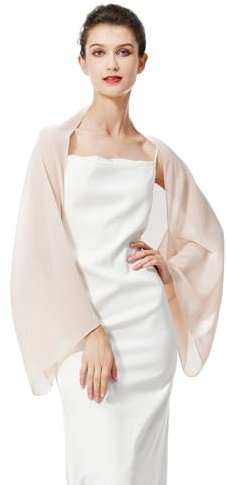 BEAUTELICATE Chiffon Schal Stola Damen Festlich Elegante Schultertuch Bolero Shrug mit Ärmel für Abendkleider Brautkleider Sommer Hochzeit (Aprikose, Einheitsgröße)