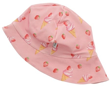 Kleine Könige Sonnenhut Sommer Mütze Baby Mädchen · Modell Sommer Erdbeeren Erdbeereis rosa · Ökotex 100 Zertifiziert · Größe 110/116
