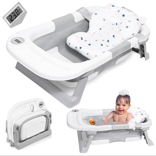 Bañera Plegable Bebé - Bañera Plegable -bañera Bebe Bañera Plegable Bebé Con Termómetro - Banheira Bebe - Regalo Para Niños - Bañeras Para Bebes - Bañera Bebe Plegable Con Cojin Reductor
