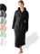 SIEGENTHAL® Damen Bademantel Frottee Velour 100% Baumwolle mit Kapuze Flauschig - Schwarz L - XL