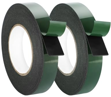 WooZuu Foam Tape 2 Roll, 10m x 25mm Double Sided Sponge Tape Waterproof Mounting Adhesive Tape Roll Cars Trims, Number Plate, Black