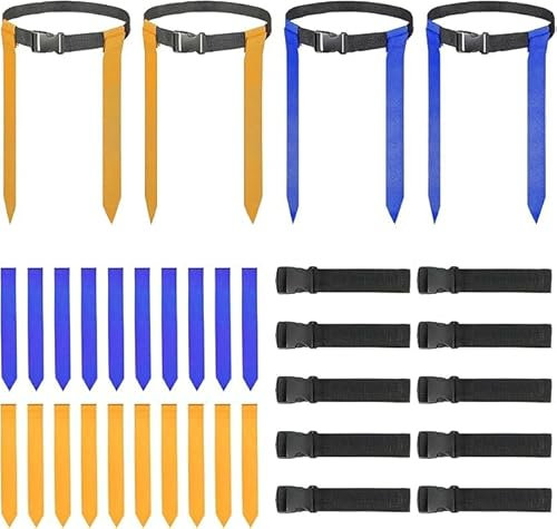 Flag Football Belts, 14 Player Flag Football Set, Adjustable Flag Football Flags for Sports Training Competition (Yellow & Blue)