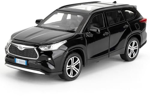 imtfzct 1/32 Toyota Highlander Spielzeugauto,Pull Back Spielzeugauto mit Geräuschen und Lichtern, Druckguss Legierung Modell Auto, Jungen und Mädchen Geschenk (schwarz)