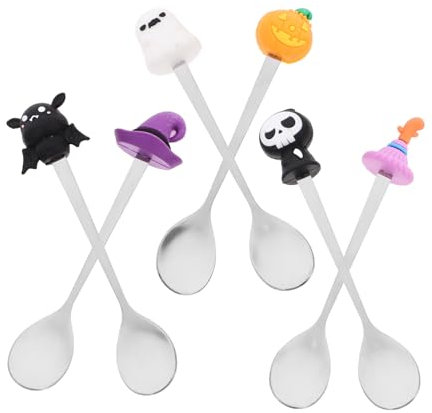 CRILSTYLEO 6St Halloween-Kaffeelöffel Barlöffel umrühren Dessert Teelöffel Honiglöffel Kürbislöffel Eislöffel dessertlöffel halloween besteck Löffel für zu Hause Esslöffel aus Edelstahl Harz