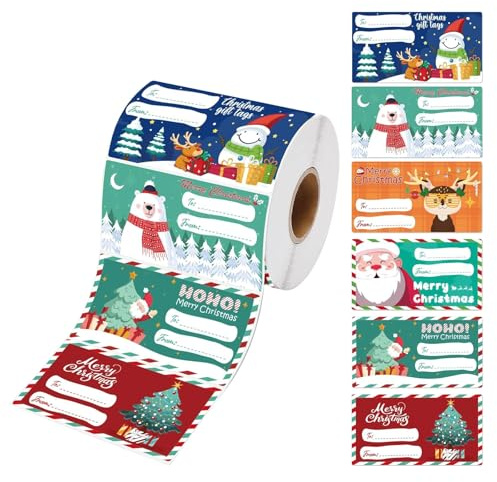 HASAIKA® Adesivi Natale, 500 Pezzi adesivi da regalo autoadesivi per il fai da te, sacchetti regalo, decorazioni, sacchetti di caramelle, biglietti di Natale, buste