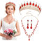 MOBUTOFU 1 Satz Krone Halskette Ohrringe Halskette mit Strasssteinen Strass-Accessoires für Frauen hochzeitshaar schmuck wedding hair accessories Anzüge Brautkronen Diademe für Frauen rot