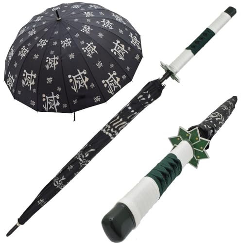 Demon Slayer Regenschirm – Anime Cosplay Katana, Automatisches Öffnen, Schwert Regenschirme, Anime Cosplay Ninja Katana Sonnenschutz-Regenschirm