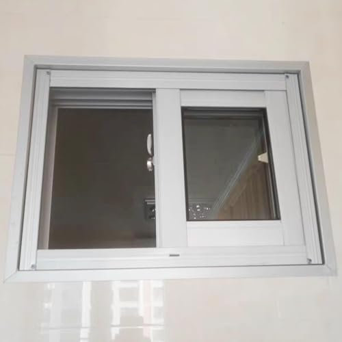 Piccole finestre per cantina per bagno, finestra scorrevole orizzontale, con vetro temperato spesso 5 mm, montaggio a incasso, per capanno (86,3 x 30,4 cm), bianco