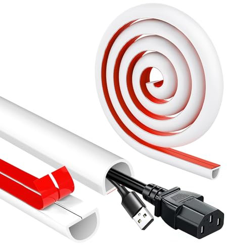 Canalina Passacavi Auto-adesiva Canalina Passacorda in PC Morbido, Canalina Muro Adesiva, per Casa e Ufficio (1 metri)