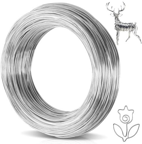 Caianwin Alambre para manualidades de calibre 18, cables de aluminio flexibles de 1 mm, alambre de metal de 40 m, cables de armadura delgada para esculpir, modelar, hacer flores, muñecas, bricolaje,