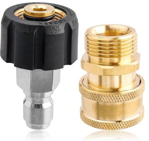 Mesee Ensemble d'Adaptateurs M22-14 pour Nettoyeur Haute Pression Adaptateur à Connexion Rapide 3/8 Connecteur M22 Mâle Femelle Raccord Rapide pour Tuyau Haute Pression et Pistolet Nettoyeur