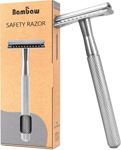 Bambaw Double Edge Safety Razor for Men & Women, Metal Safety Razor for Women, Easy & Safe to Use, Manual Shaving for a Precise & Close Shave, Suitable for All Skin Types, No Blade Included (Silver)