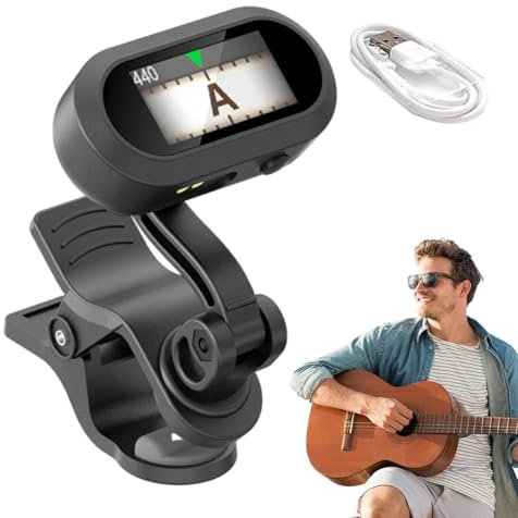 Accordatore per chitarra – Accordatore a basso a pinza, veloce e preciso per strumenti a corda rotante a 360 gradi, schermo LCD grande chiaro per musicisti in studio registrazione