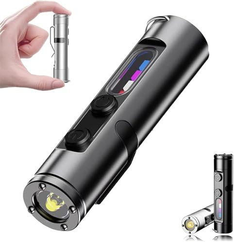 Hehimin Taclite Mini - The Ultimate Everyday Micro Tool,Rechargeable Flashlights High Lumens,Super Bright Small Pocket Magnetic Flashlight,Waterproof,3 Brightness for Camping,Emergency (Black)