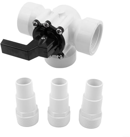 Yuanpgky Vanne à trois voies pour pompe de piscine, raccord de tuyau de raccordement, pour pompes à chaleur, collecteurs solaires, avec tuyaux de 32/38 mm, valve de piscine