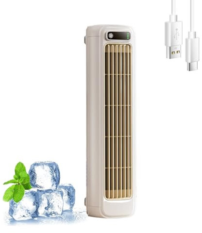 Funfany ace enfriador, solymall ace enfriador, mini aire acondicionado portatil, enfriador de aire silencioso, ventilador aire frio con 3 velocidades, recargable (Beige)
