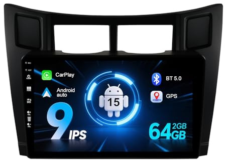 MISONDA 9 Pulgadas HD IPS Autoradio Estéreo Navegación GPS para Toyota Yaris XP90 2005-2010 Android 15 DSP + Carplay Incorporado - 2G + 64G - Soporte WiFi Cámara de visión Trasera Gratuita