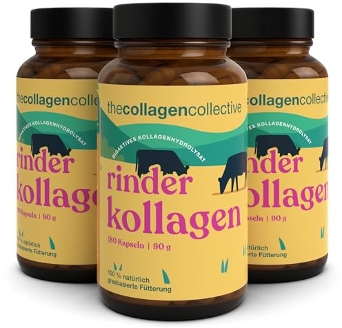 The Collagen Collective Rinderkollagen Kapseln - Hochdosiert Kollagen Peptide vom Rind, Bioaktives Kollagenhydrolysat für Beauty Haut Haare Nägel Inner Glow (3 Pack)