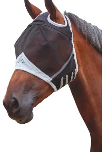 Shires - Maschera per cavalli, in rete fine, contro le mosche, con fori per le orecchie, colore: nero, Black
