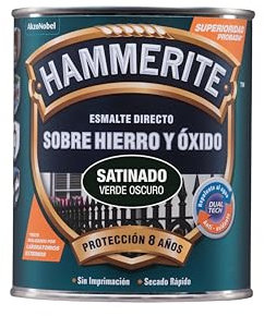 Hammerite Vernis direct sur fer et oxyde satiné vert foncé 2,5 l