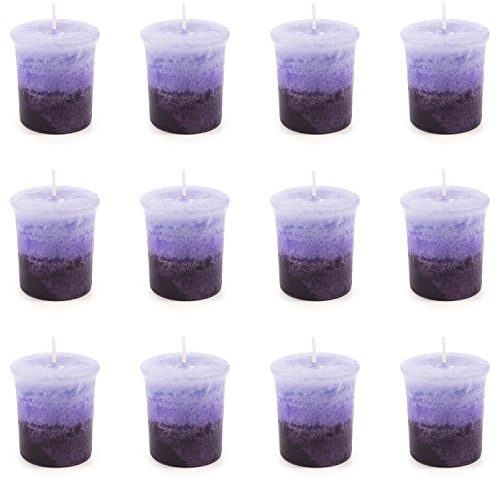 pajoma® Duft-Votivkerze 12 Stück à 55 g, Lavendel | Marmorvotivkerze, Brenndauer ca. 17 Stunden - Höhe 5 cm ø 4 cm | Premium Qualität