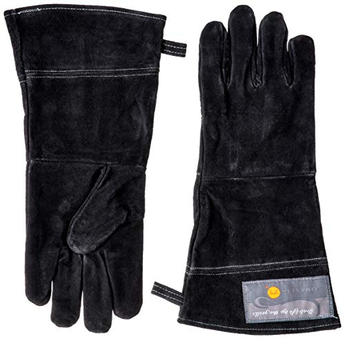 OUTSET 76604 Grillhandschuhe aus Leder, Einheitsgröße, 38,1 cm, Schwarz