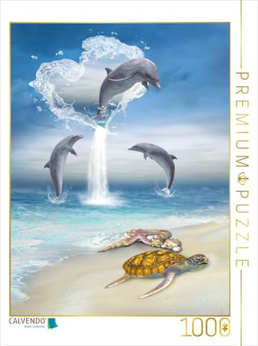 CALVENDO Puzzle Das Herz der Delfine | 1000 Teile Lege-Größe 48 x 64 cm Foto-Puzzle für glückliche Stunden
