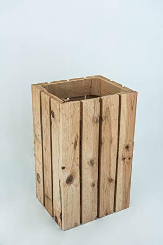 Papelera de Madera Natural Sam, Papelera Decorativa de Madera, Natural, Beige, 30.5x26.5x49cm. Incluye Imán de Madera Personalizable de Regalo.