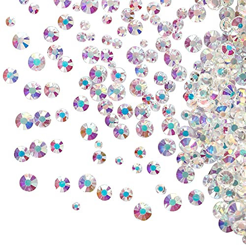 Jollin 3456 Flat Back Rhinestones, Glass Pendants, Gems for Nail Art, 6 Sizes, SS4~SS12, Clear AB, Mixed SS4 5 6 8 10 12