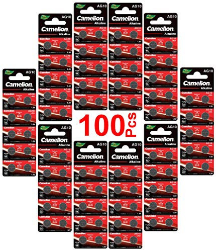 LOT en Paquet 100 Piles Bouton alcaline LR1130 AG10 Liseuses, Montres, calculatrices, caméras, pointeurs sans Mercure sans Mercure