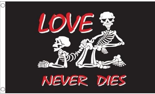 The Flag Wholesaler Petit Drapeau Squelette Fantaisie Love Never Dies 0,9 x 0,6 m