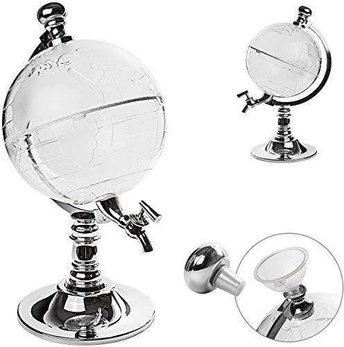 alles-meine.de GmbH großer Getränkespender - Weltkugel/Erde/Globus - 3,5 Liter - mit Ständer Zapfhahn & Deckel/Zapfhahnflasche/Saftkanne/Glas Karaffe - z.B. für Wein ..