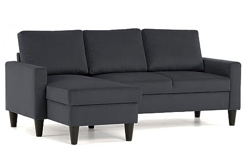 Confort24 Fox Sofa Chaiselongue Ecksofa 3-Sitzer, wendbar rechts oder Links (Dunkelgrau)