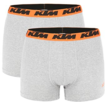 KTM by Freegun Boxershorts für Herren Unterwäsche Pant Men´s Boxer 2 er Pack, Farbe:Light Grey2, Bekleidungsgröße:M