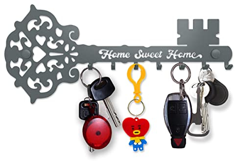 SirHoldeer Porte Clef Mural Design, Home Sweet Home Porte Clé Mural, Boite A Clef Decorative, Accroche Clef Mural Original, Range Clef Mural, en Métal, Décoration de Maison, Cuisine, Entrée, Bureau